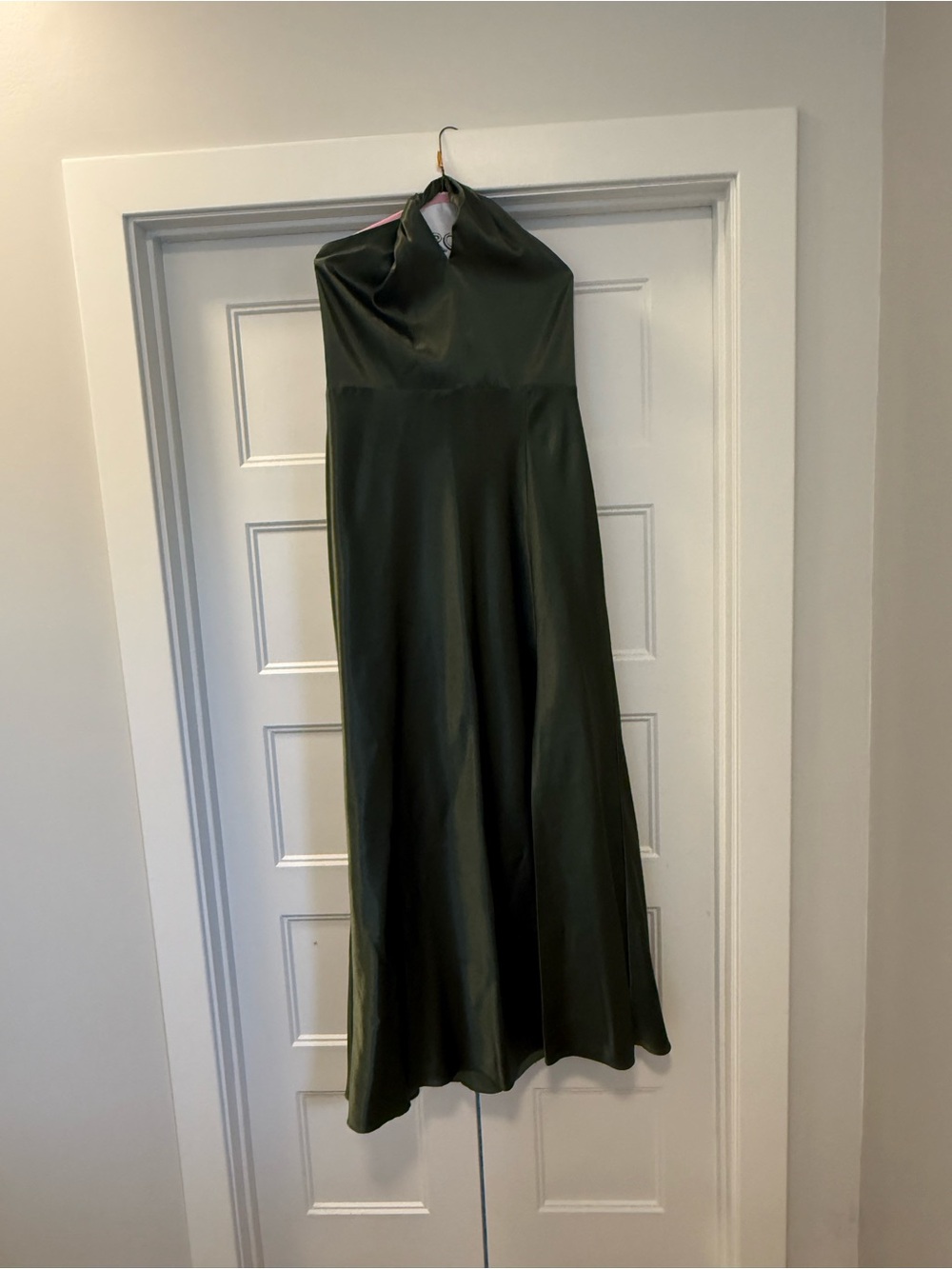 Women Olive Green Satin Dress